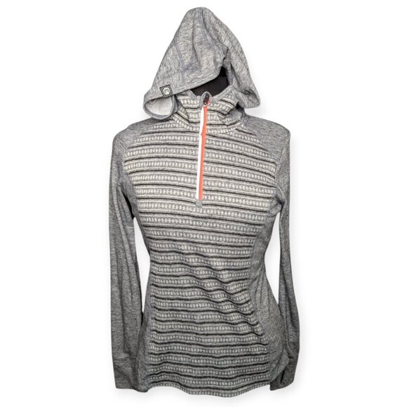 Mondetta Wool Blend Pullover Gray Striped Hoodie Womens Size Medium - Picture 1 of 14
